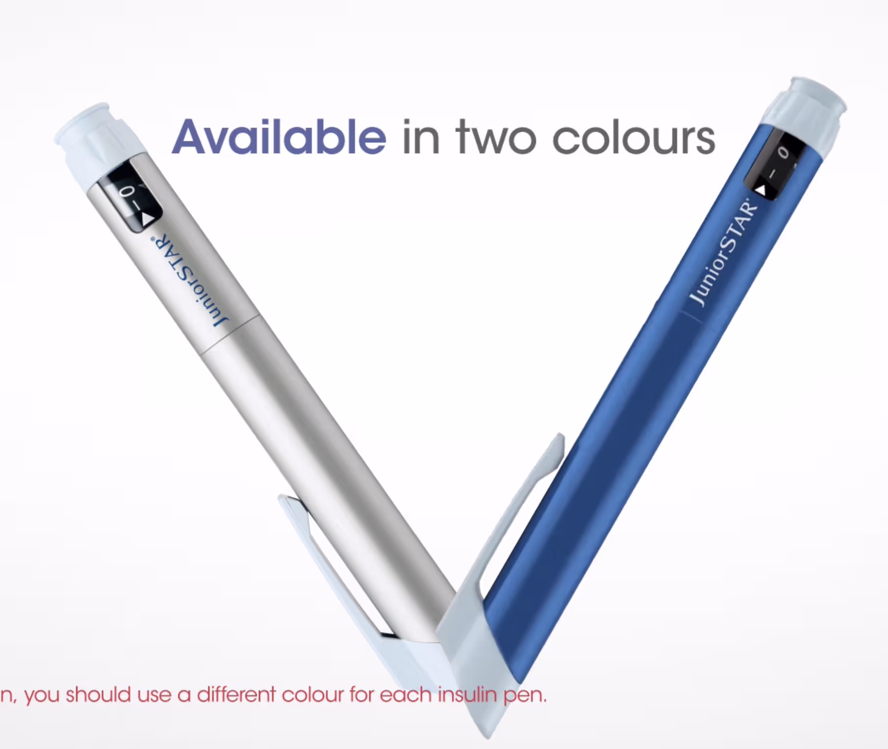 Two insulin pens shown side by side in different color options.